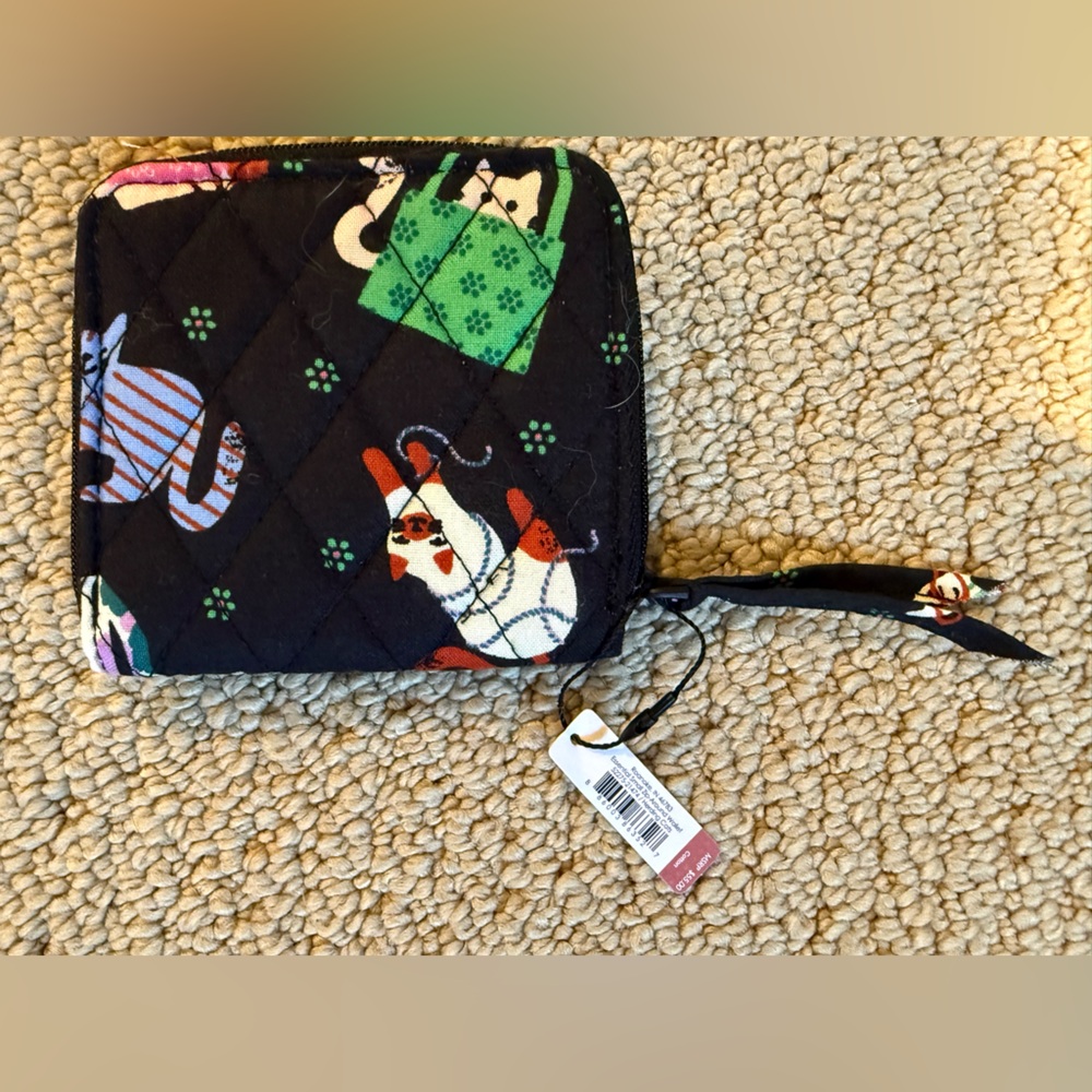 Vera Bradley Black Quilted Key & Card Holder